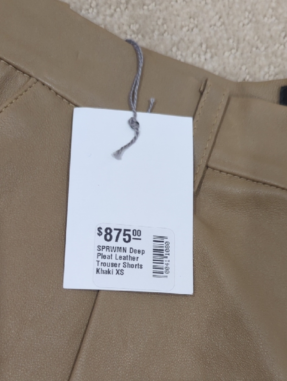 SPRWMN Deep Pleated Trouser Short in Khaki - Picture 3 of 6